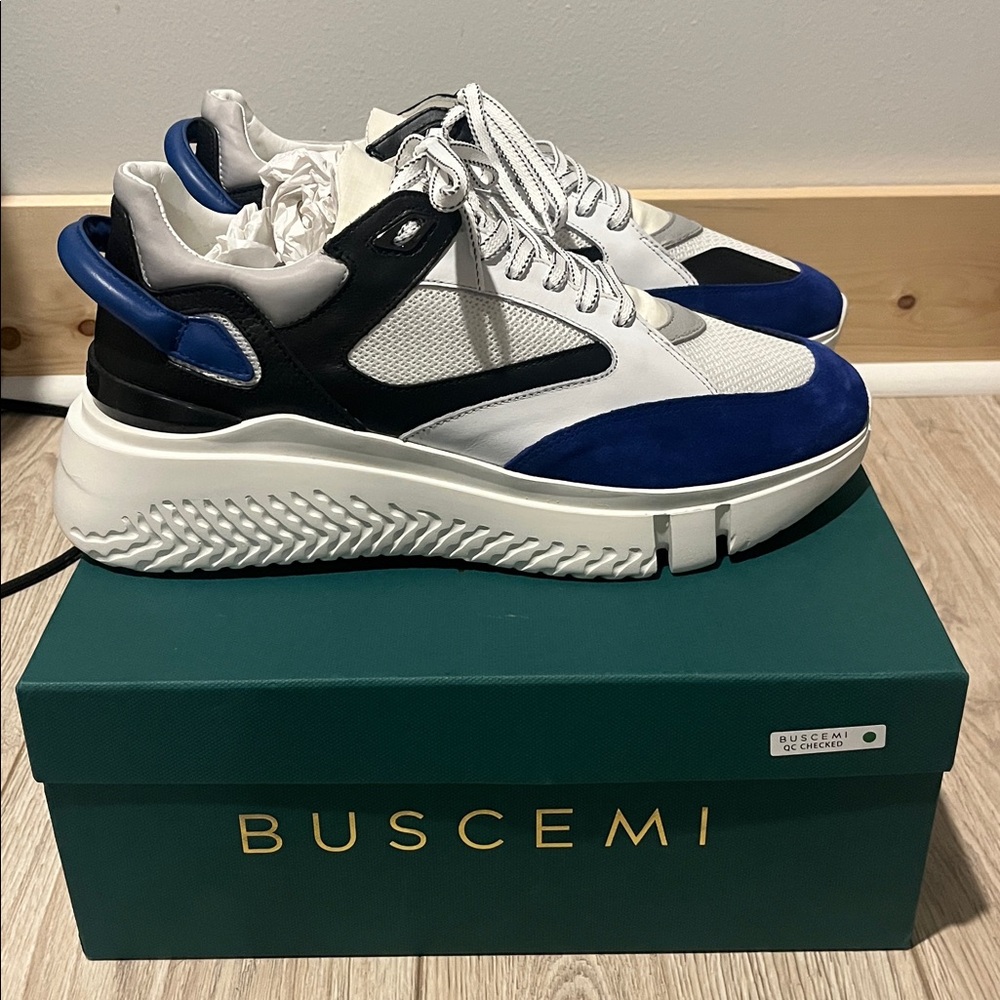 Buscemi White, Black & Blue Chunky Sneakers